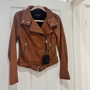 Mackage Hania Tan Brown Cognac Leather Jacket XS